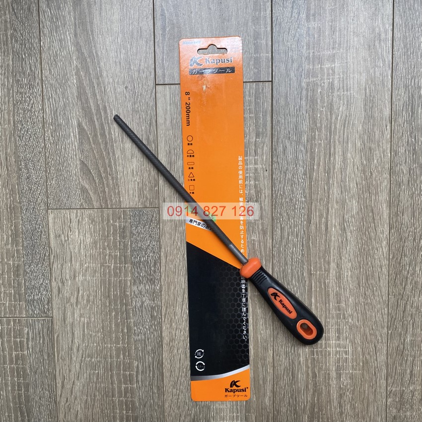 Dũa mài kim loại đa năng tay cầm TPR cao cấp KAPUSI 200mm K-3761 hình tròn, K-3746 bán nguyệt, K-3751 tam giác