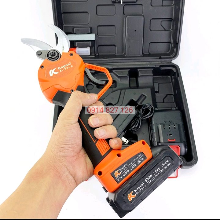 Máy cắt tỉa cành cây cán đen cao cấp Kapusi Japan, pin 21V công suất 600W thép HSS, BH 12 tháng Kouritsu Official Store