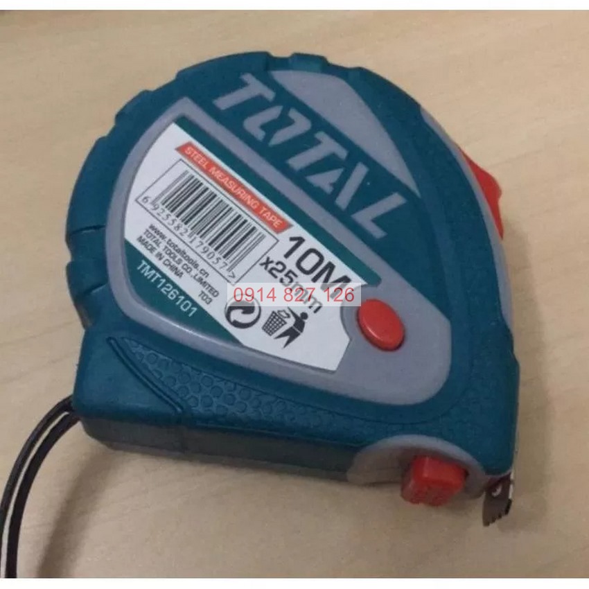 Thước kéo thép nền vàng dài 10m, rộng 25mm TOTAL TMT126101