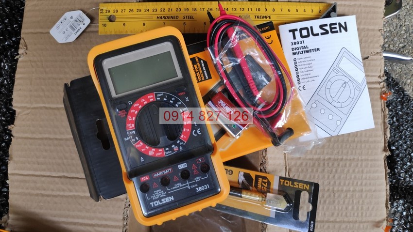 Đồng hồ đo điện vạn năng TOLSEN 38031, nguồn điện: 1,5V; 9V; IEC-61010