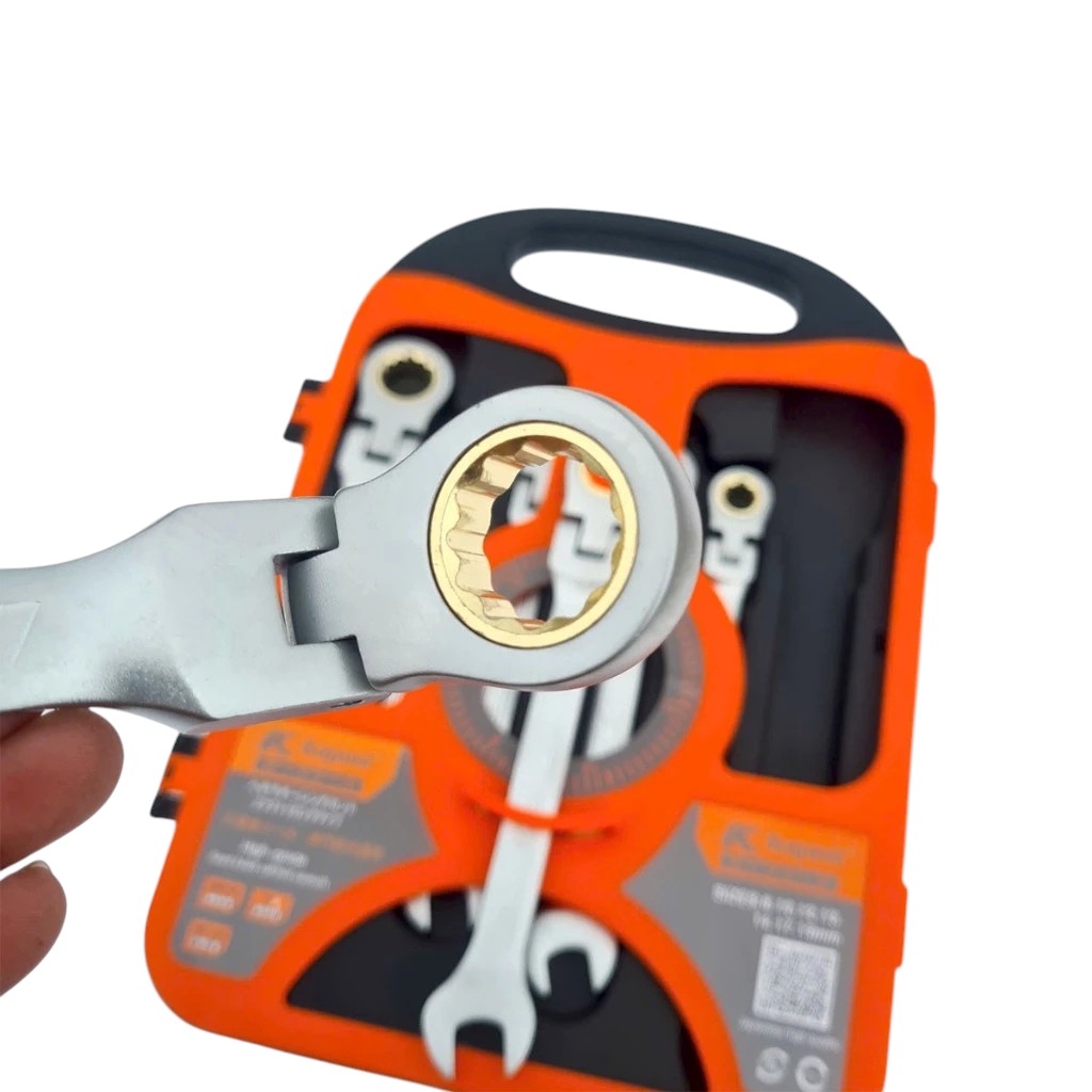 Bộ cờ lê vòng miệng tự động đảo chiều lắt léo KAPUSI 7 chi tiết K7733 8-19mm, thép CR-V, bánh cóc 72 răng, Bh 12 tháng