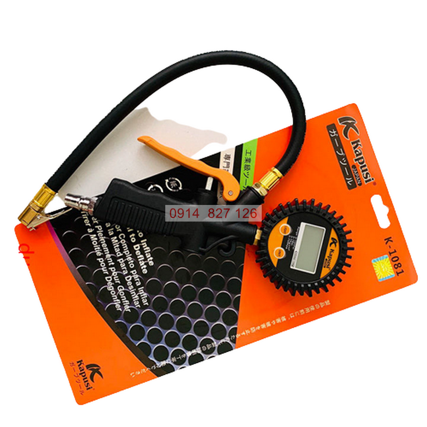 Đồng hồ bơm lốp xe điện tử 7 Bag, 100 PSI KAPUSI Nhật Bản màn hình LCD hiển thị số, Bh 12 tháng diy-vietnam