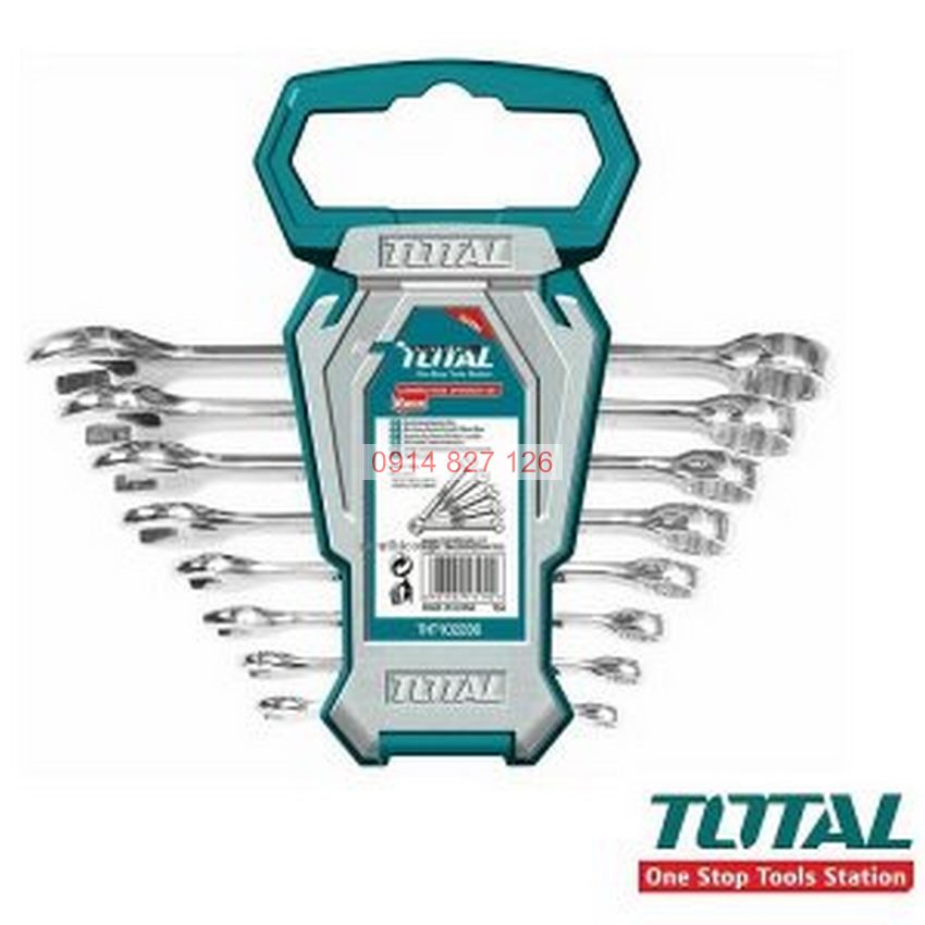 Bộ cờ lê vòng miệng 8 chi tiết TOTAL THT102286-I size 6-19mm, chất liệu Cr-V siêu cứng