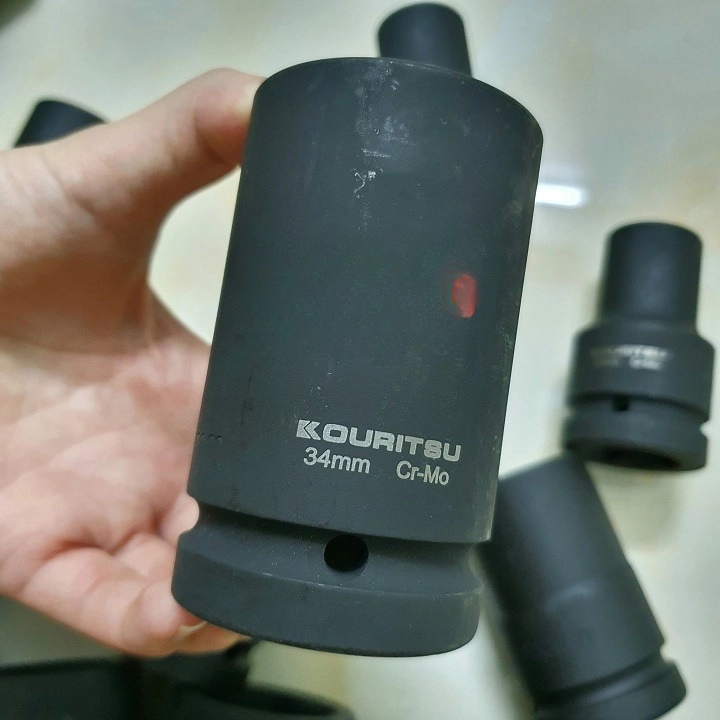 Đầu Khẩu Đen Dài 1 Inch KOURITSU Thép Cr-Mo Siêu Cứng Dài 9cm - Đầu Tuýp Đen Bắn Súng 1 Inch Đủ Cỡ 21-48mm Chịu Tải Nặng BH 12 Tháng