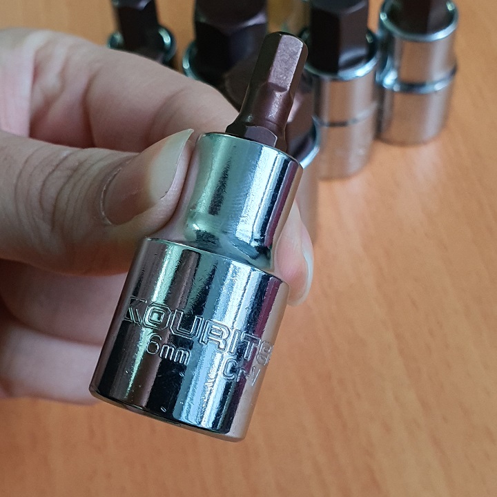 Đầu Khẩu Lục Giác Chân 1/2 Inch KOURITSU Thép Cr-V Cứng Cáp - Đầu Tuýp Lục Giác Đủ Cỡ Từ 4mm Đến 19mm, BH 12 tháng