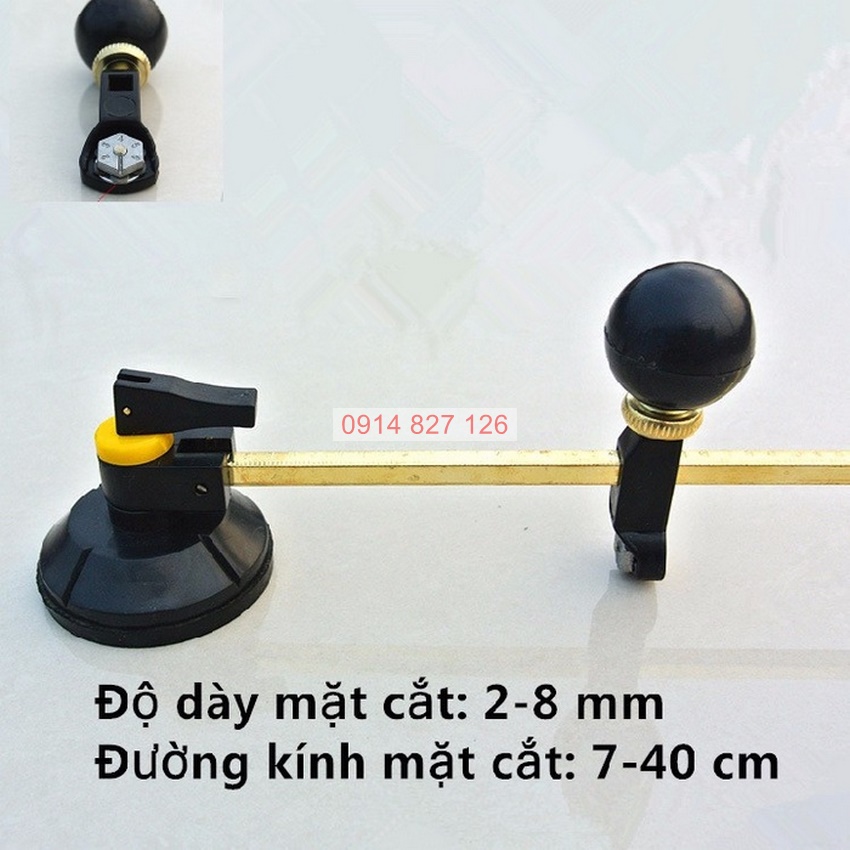 Dao cắt kiếng compa 600mm Total TGCT16001, cốc hút cao su, thước đo kim loại, đường kính cắt: 60cm