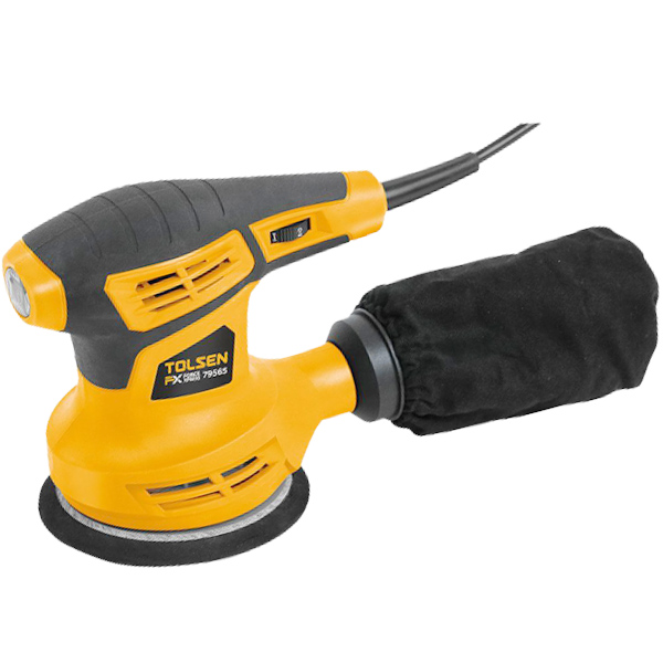 Máy chà nhám đánh bóng tròn TOLSEN 79565 280W, đế nhám phi125mm, chịu lực và chống biến dạng tốt
