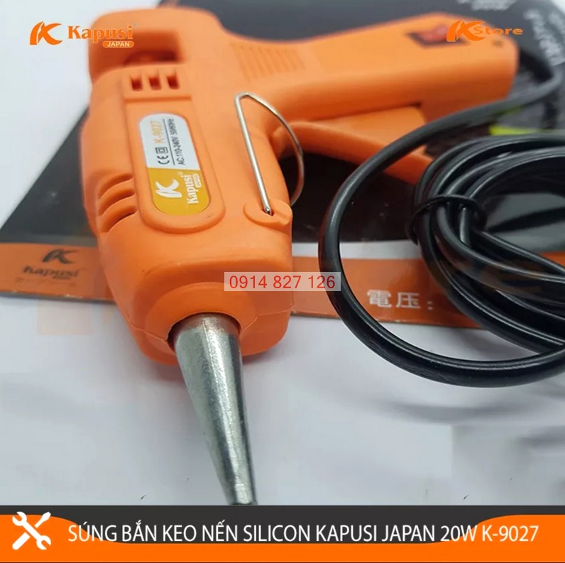 Dụng cụ bắn keo nến silicon cầm tay 20W - 60W Kapusi JAPAN, Có bán kèm keo nến (Máy bắn keo nến) Model: K-9027 và K-9023