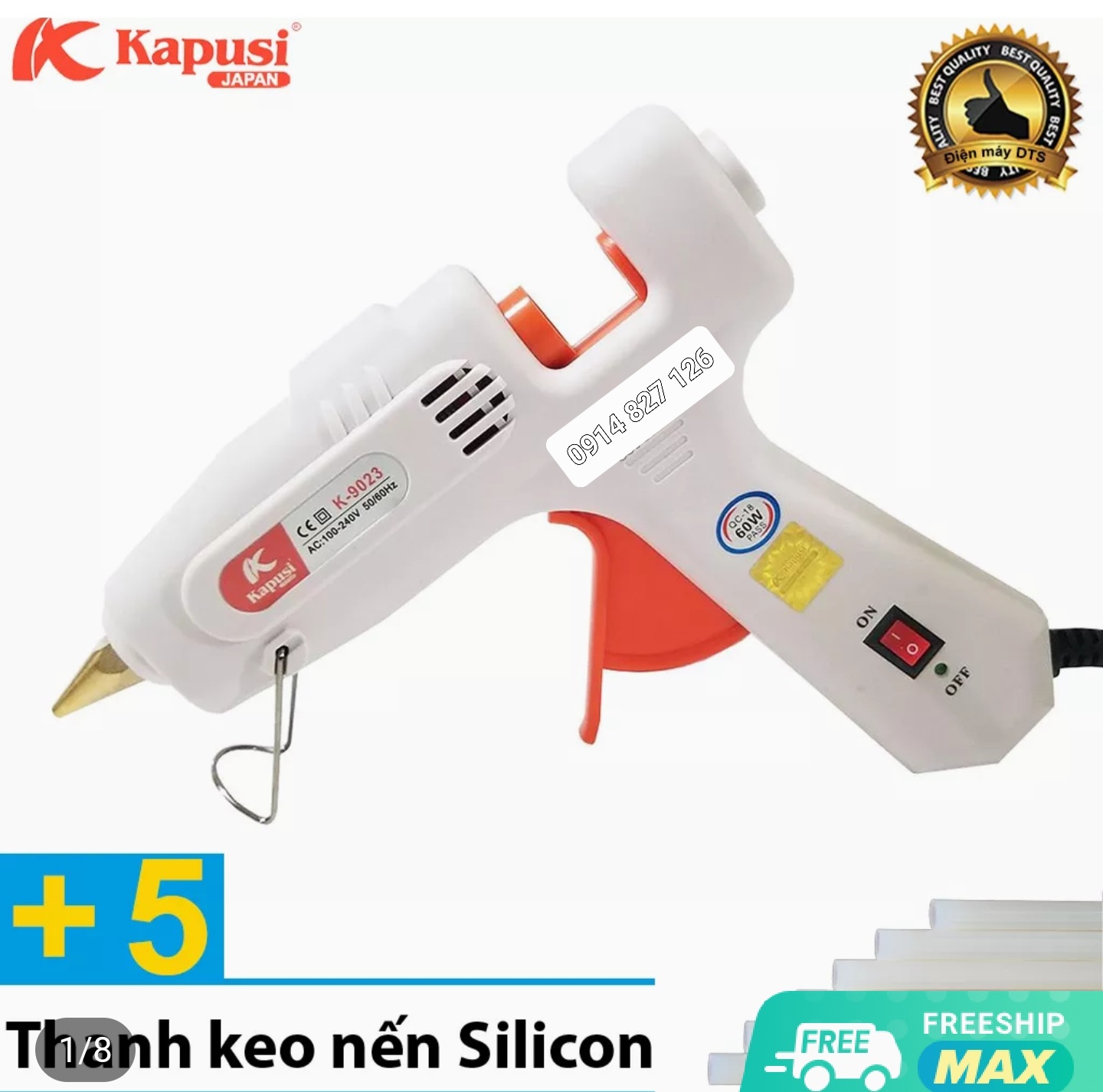 Dụng cụ bắn keo nến silicon cầm tay 20W - 60W Kapusi JAPAN, Có bán kèm keo nến (Máy bắn keo nến) Model: K-9027 và K-9023
