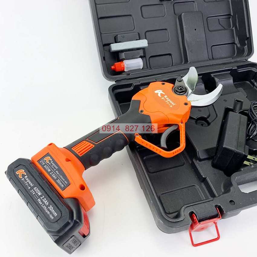 Máy cắt tỉa cành cây cán đen cao cấp Kapusi Japan, pin 21V công suất 600W thép HSS, BH 12 tháng Kouritsu Official Store