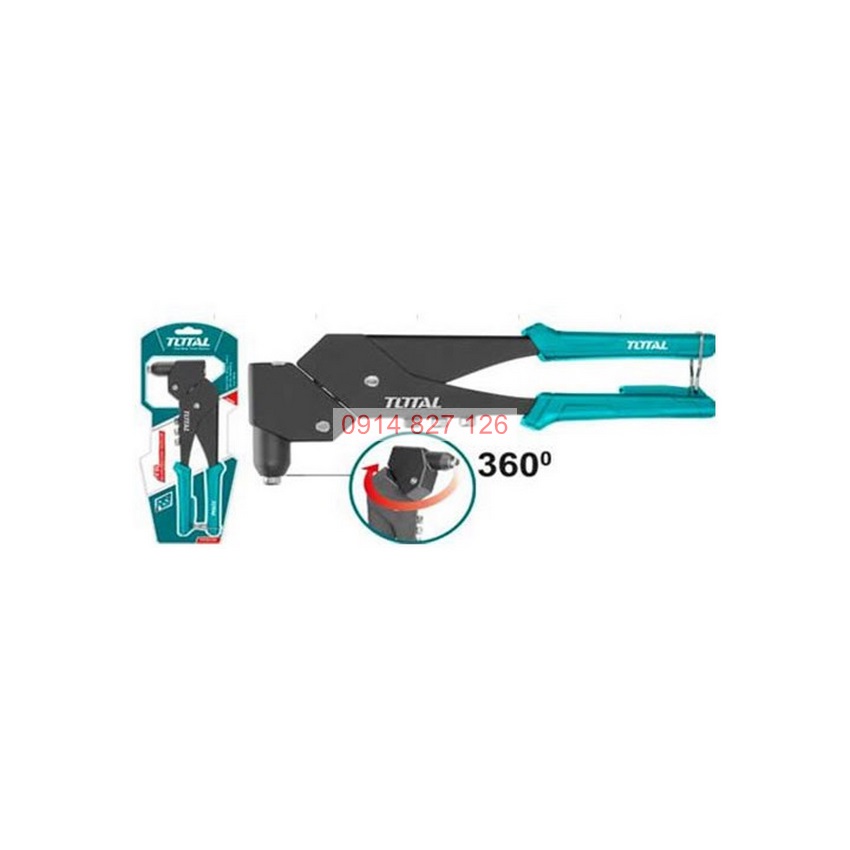 Kìm rút đinh tán Total THT32081 8inch(20cm) rive 2.4mm, 3.2mm, 4.0mm, 4.8mm trợ lực