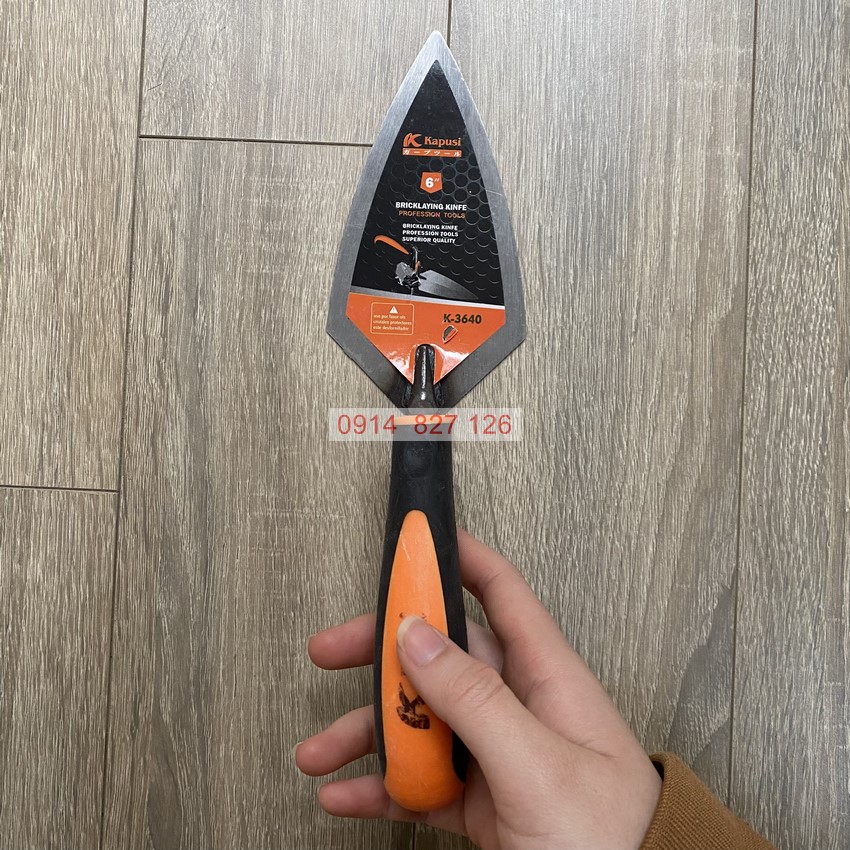 Bay lát gạch đầu nhọn K-3640, K-3642, K-3644 cỡ 6,7,8 inch Kapusi, tay cầm nhựa dùng làm phẳng bề mặt