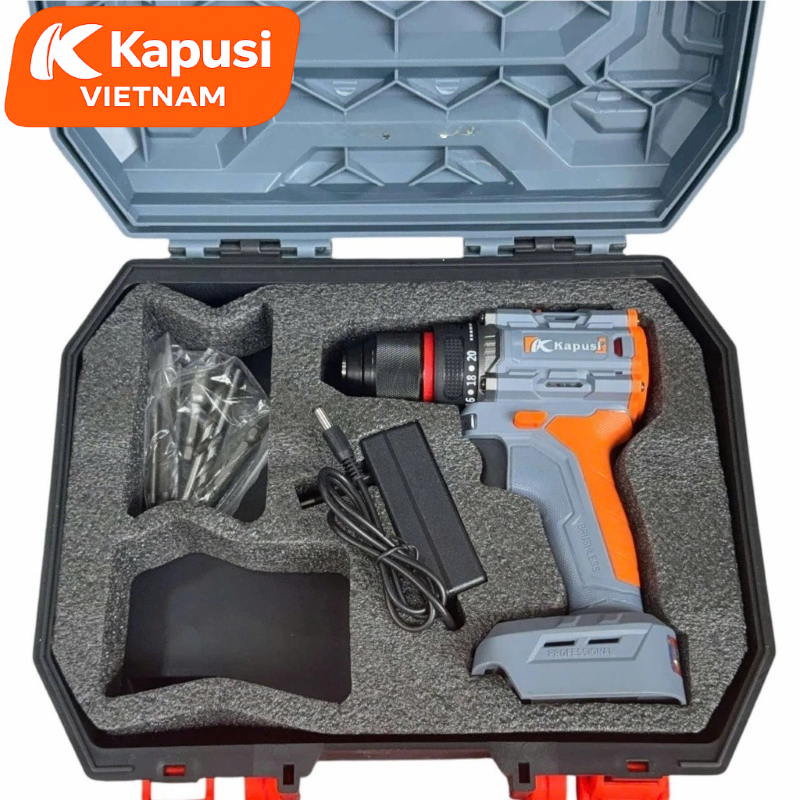 Máy Khoan Pin Kapusi K6878 21V Động Cơ Không Chổi Than Brushless - Lực Siết 85N.m Đầu Kẹp Kim Loại 10mm Khóa Trục, BH12T