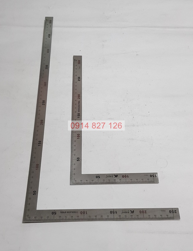 Thước ke góc 90 độ KAPUSI Nhật Bản 150x300mm, 250x500mm, nhôm cao cấp