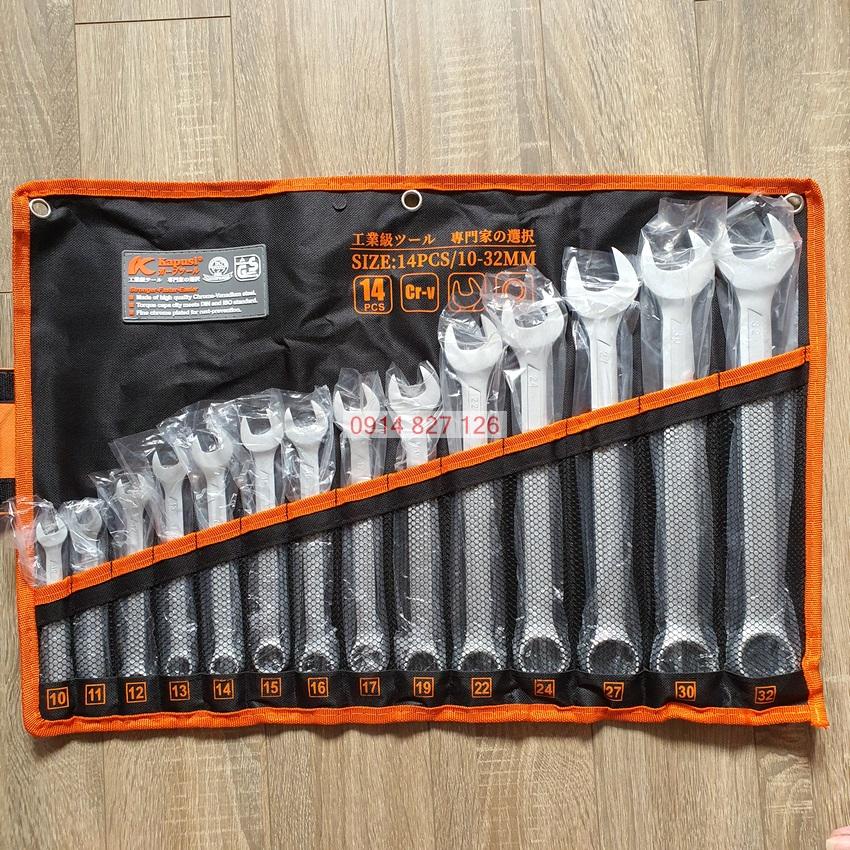 Bộ cờ lê vòng miệng hãng Kapusi 14 chi tiết từ 10-32mm hoặc 8-24mm (K-6158 và K-6140)