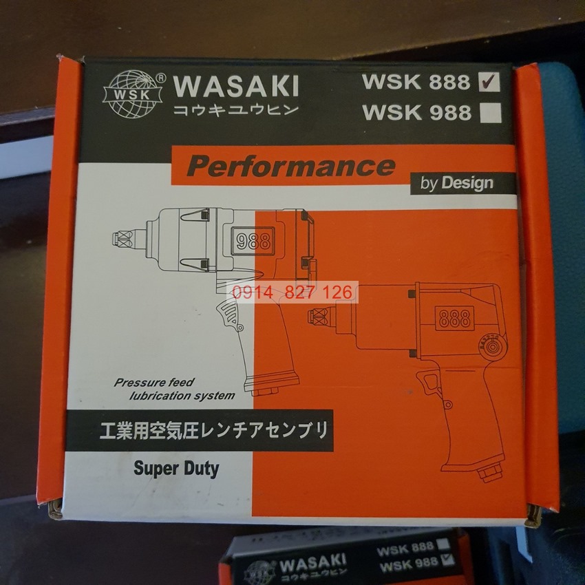 Máy bắn bulong 2 búa khí nén hệ 1/2 inch hãng WASAKI Nhật Bản WS-888 lực siết max 650Nm, BH 24 tháng diy-vietnam