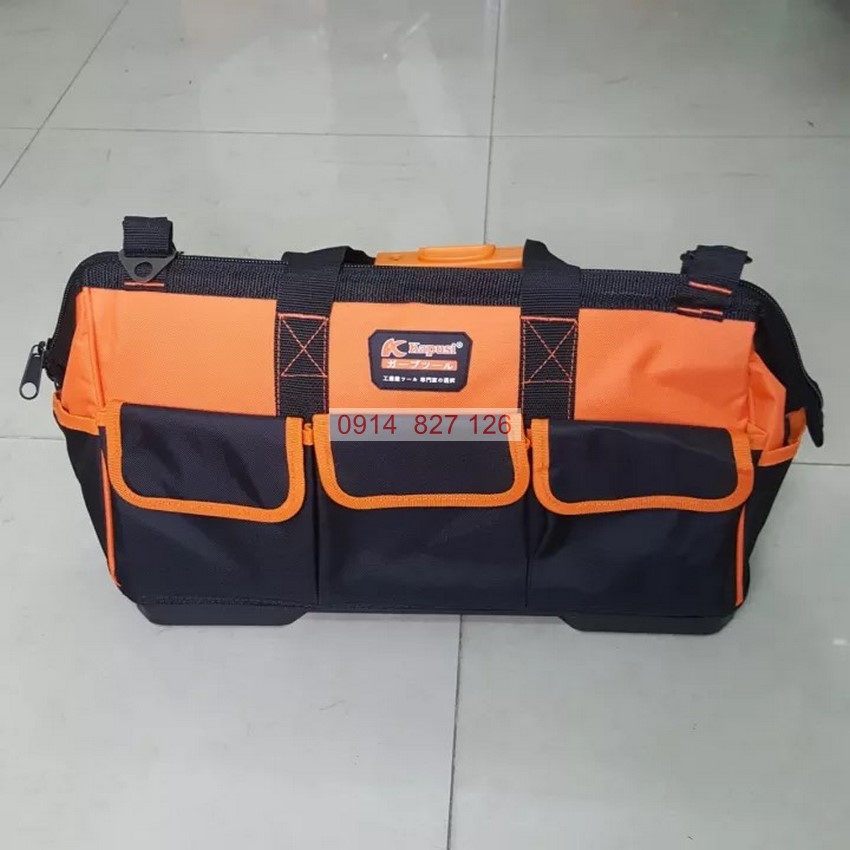 Túi đồ nghề KAPUSI Nhật Bản cỡ 38-43-51cm kèm 8 túi phụ, vải dù và đáy nhựa cứng