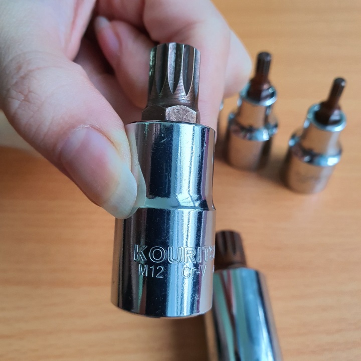 Đầu Tuýp Bông 12 Cánh KOURITSU Thép Cr-V Cứng Cáp - Khắc Chìm Thông Số Đủ Cỡ M5 Đến M14, BH 12 tháng