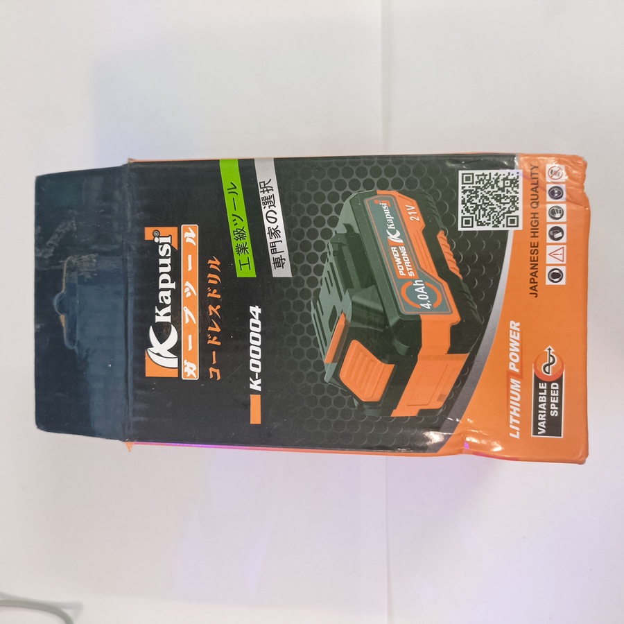 Pin Máy Tháo Ốc 21V 4.0Ah Kapusi K-00004 loại pin Litium Ion, có lỗ sạc DC và đèn báo dung lượng BH 12T