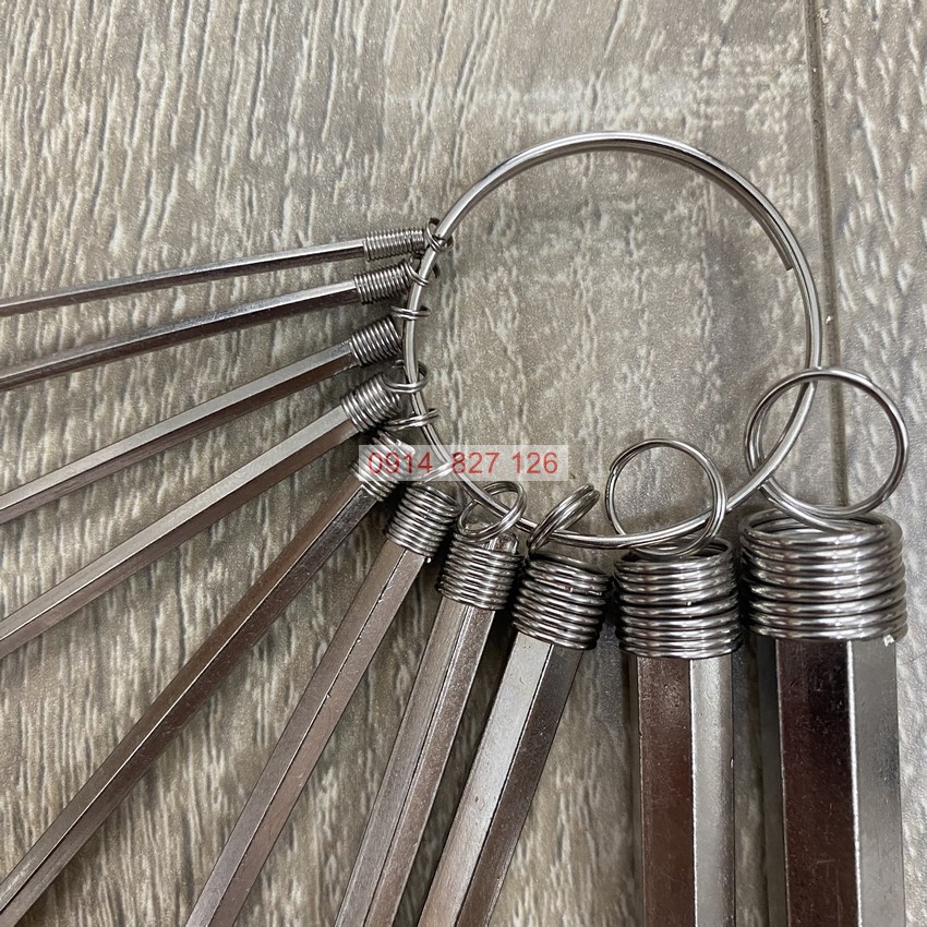 Bộ móc khóa lục giác chữ L KAPUSI Japan, 10 cây cỡ từ 1,5 - 10mm thép CR-V