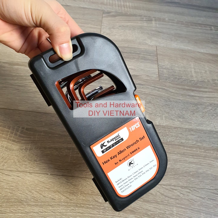 Bộ Lục Giác 18 chi tiết đầu bi và đầu sao K-0420 Hãng Kapusi