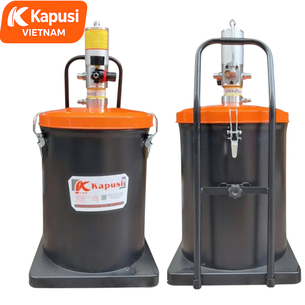 Máy Bơm Mỡ Khí Nén 40L Kapusi K-9091 - Thùng Bơm Mỡ Bằng Hơi Công Nghiệp Thép Dày Sơn Tĩnh Điện Chống Gỉ, BH 12 tháng