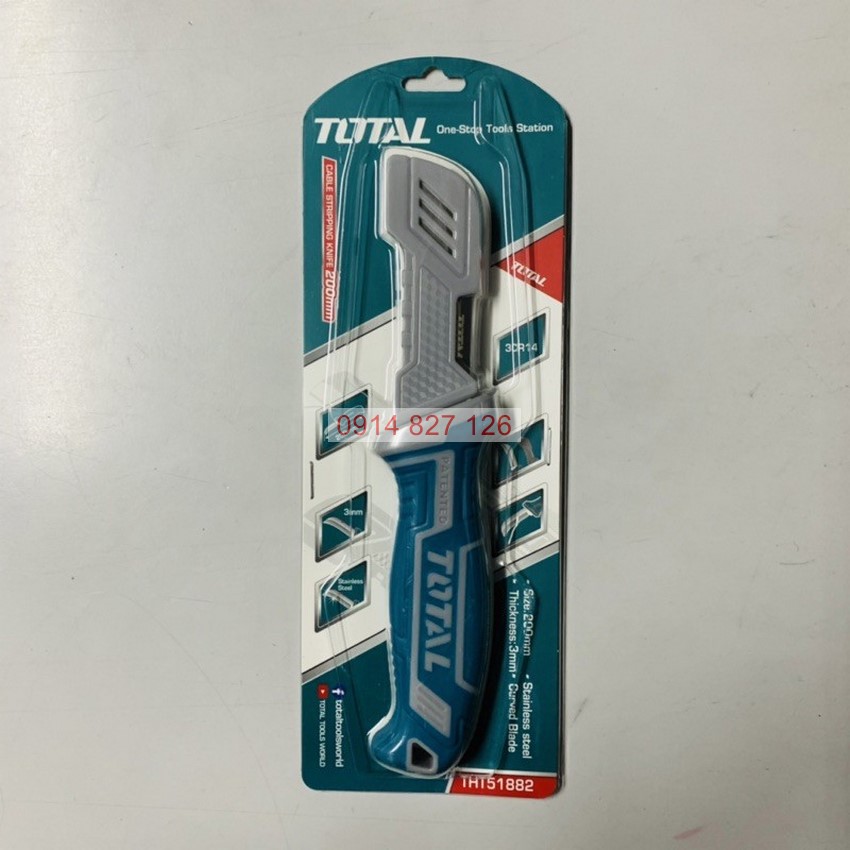 Dao tước dây cáp lưỡi thẳng, lưỡi cong 200mm TOTAL THT51881 và THT51882, rất sắc, thép cao cấp