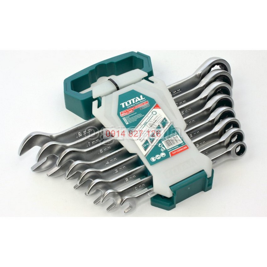 Bộ cờ lê vòng miệng tự động có 8 chi tiết cỡ từ 8-19mm TOTAL THT102RK086
