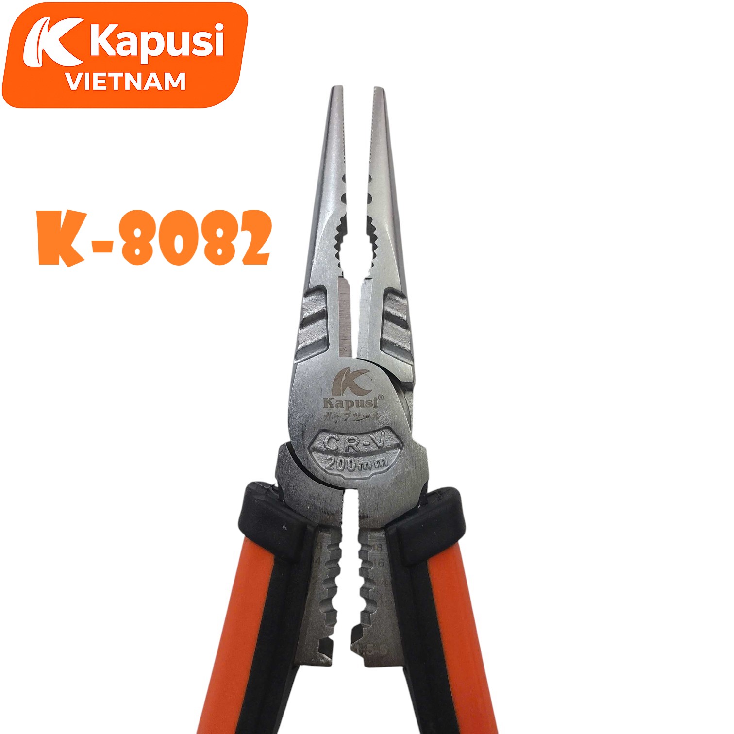 Kềm Nhọn Đa Năng Kapusi K-8082 - Kìm Mỏ Nhọn Cắt Tuốt Dây Thép CR-V 8 Inch Cao Cấp, BH 12 tháng