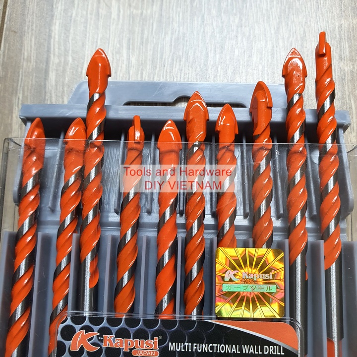 Bộ Mũi khoan đa năng hãng Kapusi K-3503, K-3504, K-3505, K-3506 các cỡ 12mm 10mm 8mm 6mm, có tem chống hàng giả