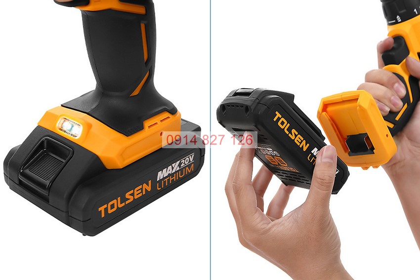 Máy khoan pin 2 tốc độ 10mm 20V 2 PIN TOLSEN 79033