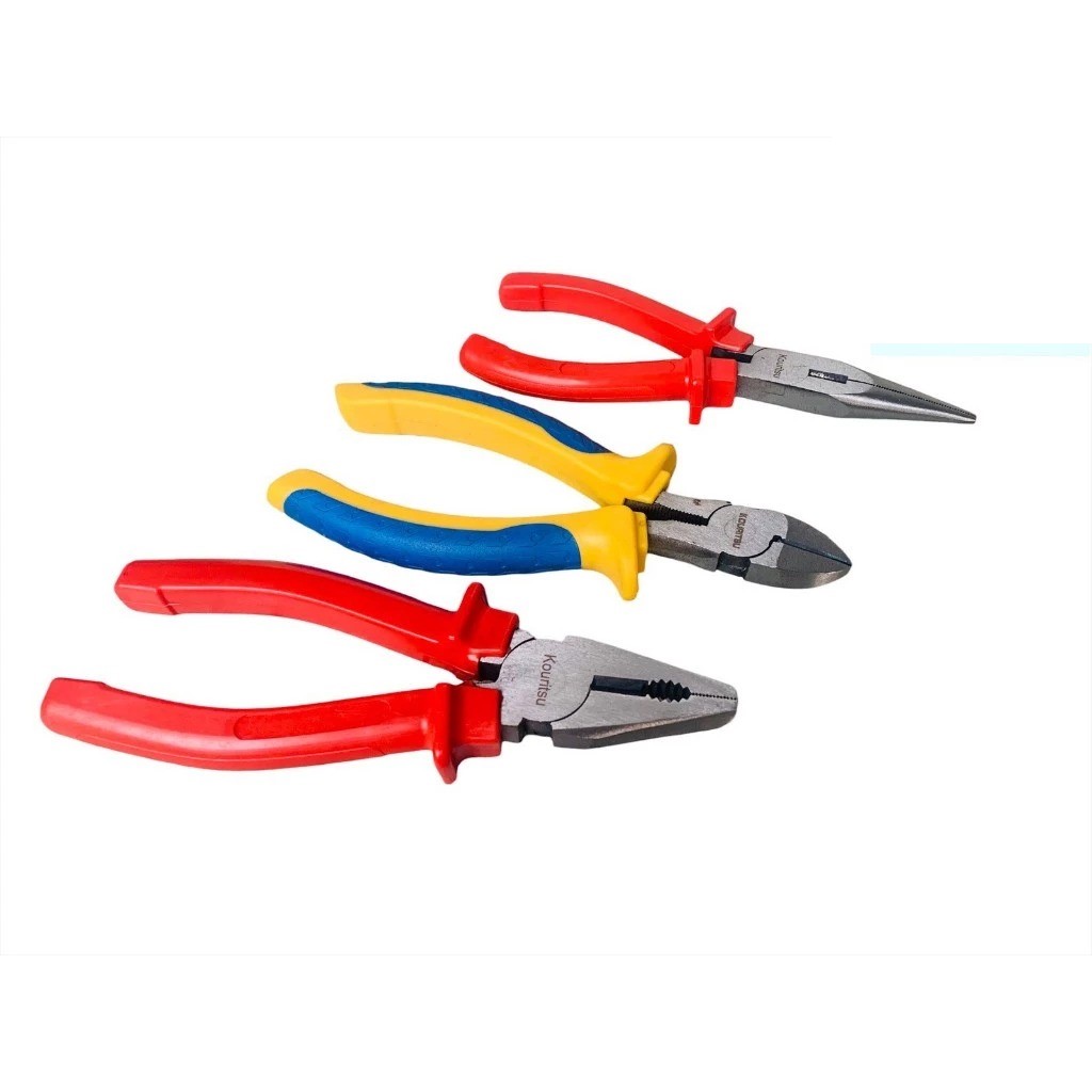 Bộ 3 Kìm Cầm Tay KOURITSU 6 Inch Thép Hợp Kim Cứng Cáp Cán Bọc Cao Su Chống Trượt- Kìm Điện-Cắt-Nhọn, BH 12T