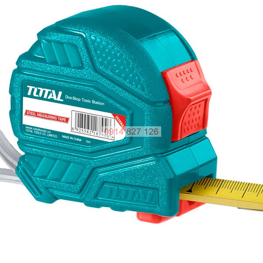 Thước cuộn nên vàng dài 3m, bản rộng 16mm TOTAL TMT126331, co giãn tốt, lò xo đàn hồi