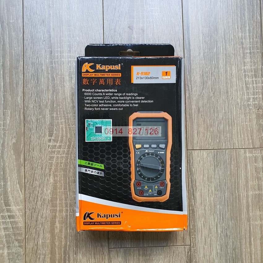 Đồng hồ điện tử vạn năng cao cấp K-9182 KAPUSI , màn LED đo điện AC, DC, NCV test