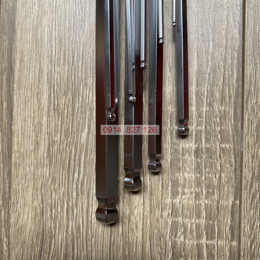 Bộ lục giác bi trắng mờ chữ L KAPUSI K-0191, 9 chi tiết từ 1.5-10mm Hợp kim thép