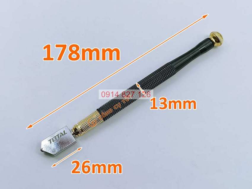 Dao cắt kính TOTAL THT561781 178mm, Bút cắt kính hợp kim cao cấp chống rỉ sét