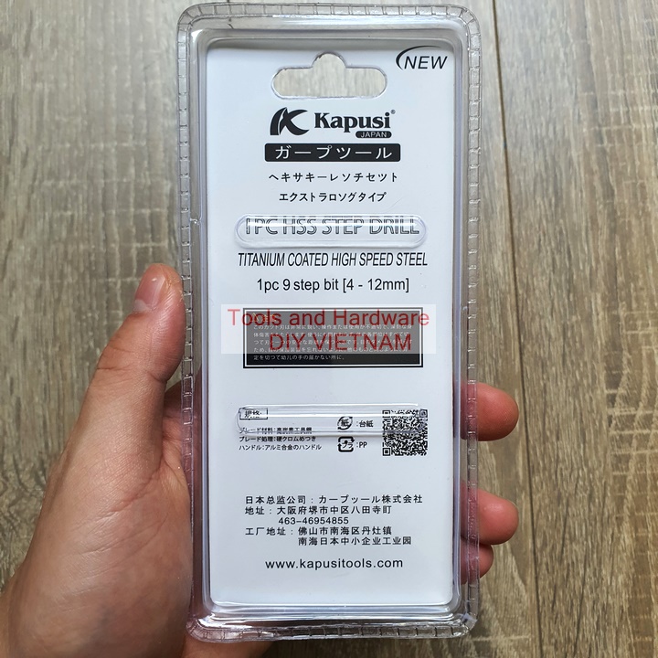 Bộ 3 Mũi khoan tháp rãnh xoăn KAPUSI K-3240 chất liệu titanium các cỡ từ 4-12, 4-22, 4-32mm