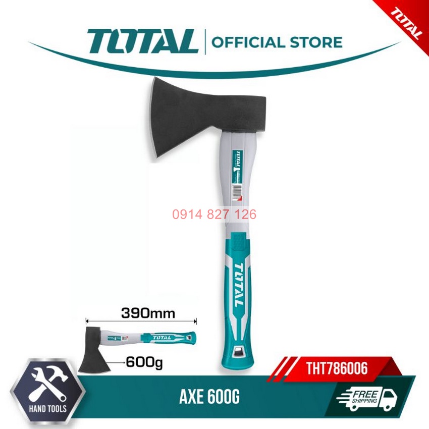 Rìu cán nhựa Total THT786006 búa rìu TOTAL đầu nặng 600g