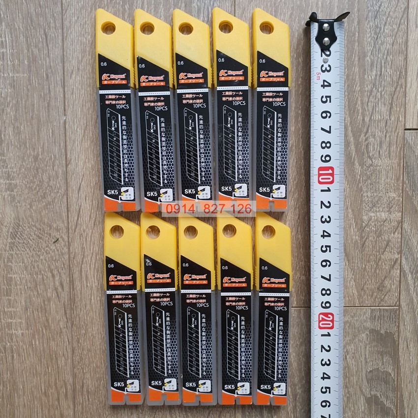 Hộp 100 lưỡi dao rọc giấy đen thay thế hãng KAPUSI Nhật Bản  K-8770