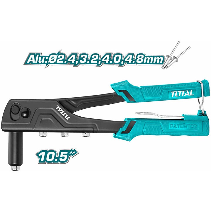 Kìm rút đinh tán Total THT32081 8inch(20cm) rive 2.4mm, 3.2mm, 4.0mm, 4.8mm trợ lực