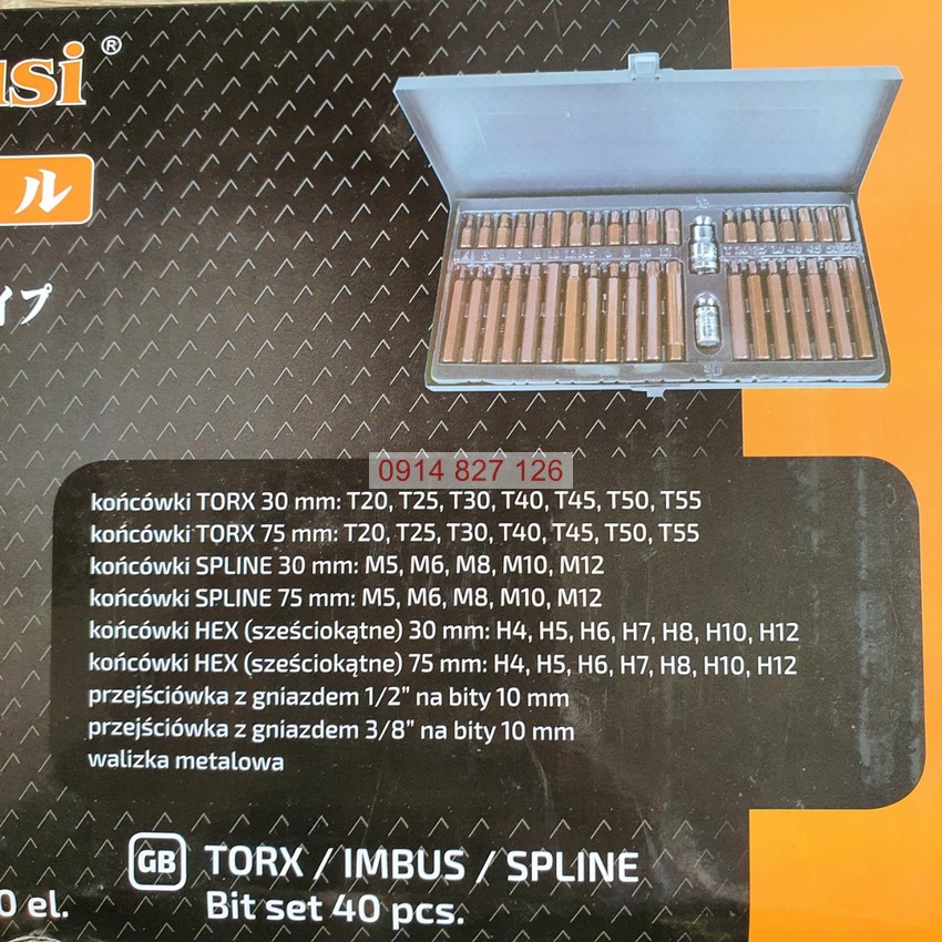 Bộ tuýp lục giác hoa thị 40 chi tiết K-7259  Kapusi, đựng trong hộp thép sơn tĩnh điện