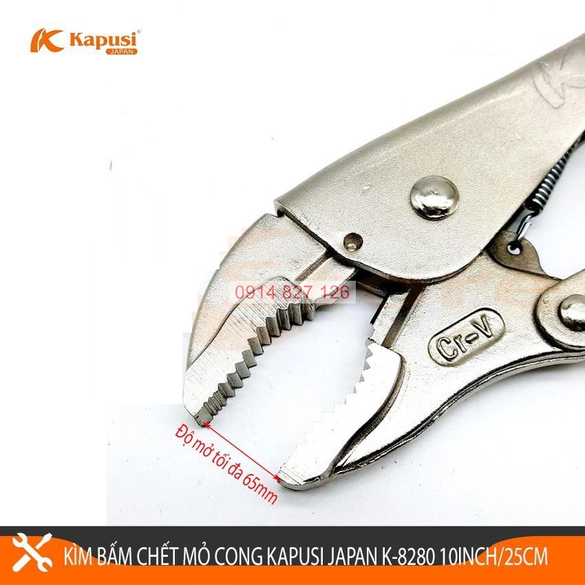 Kìm bấm chết mỏ cong Kapusi K-8280 10inch/250mm thép CR-V kiểu dáng công nghiệp
