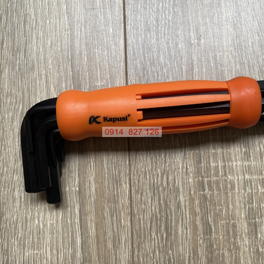 Bộ lục giác bi đen chữ L KAPUSI K-0196 8 chi tiết từ 1.5-10mm