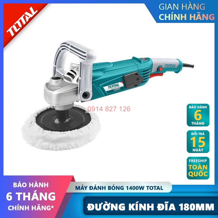 Máy đánh bóng 1400W Total TP1141806-2 tương thích với các loại đĩa đánh bóng có đường kính 180mm