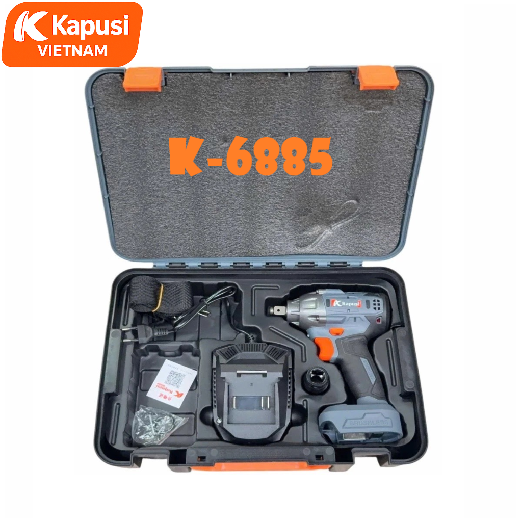 Máy Siết Bu Lông Dùng Pin 21V Kapusi K-6885 Động Cơ Không Chổi Than - Máy Bắn Ốc Lực Siết 450N.m Khỏe Khoắn, BH 12 tháng