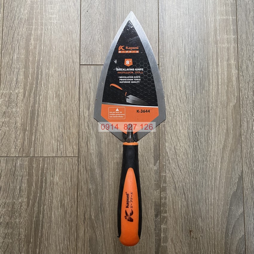 Bay lát gạch đầu nhọn K-3640, K-3642, K-3644 cỡ 6,7,8 inch Kapusi, tay cầm nhựa dùng làm phẳng bề mặt