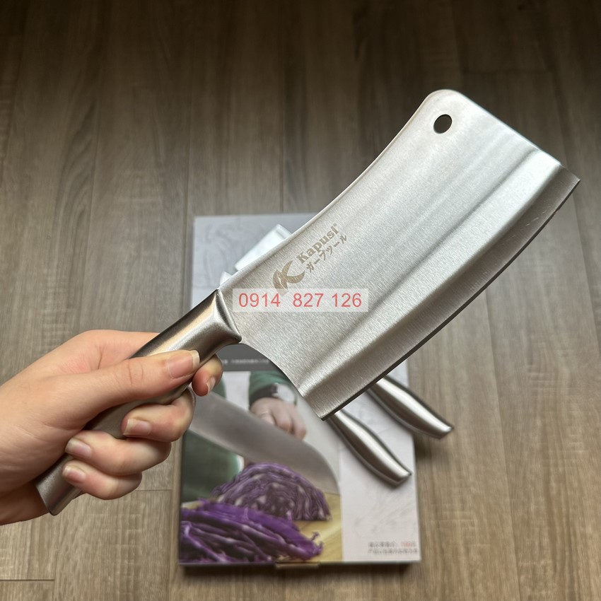 Bộ dao nhà bếp KAPUSI Nhật Bản hợp kim thép không gỉ gồm 3 dao 1dao chặt và 2 dao thái