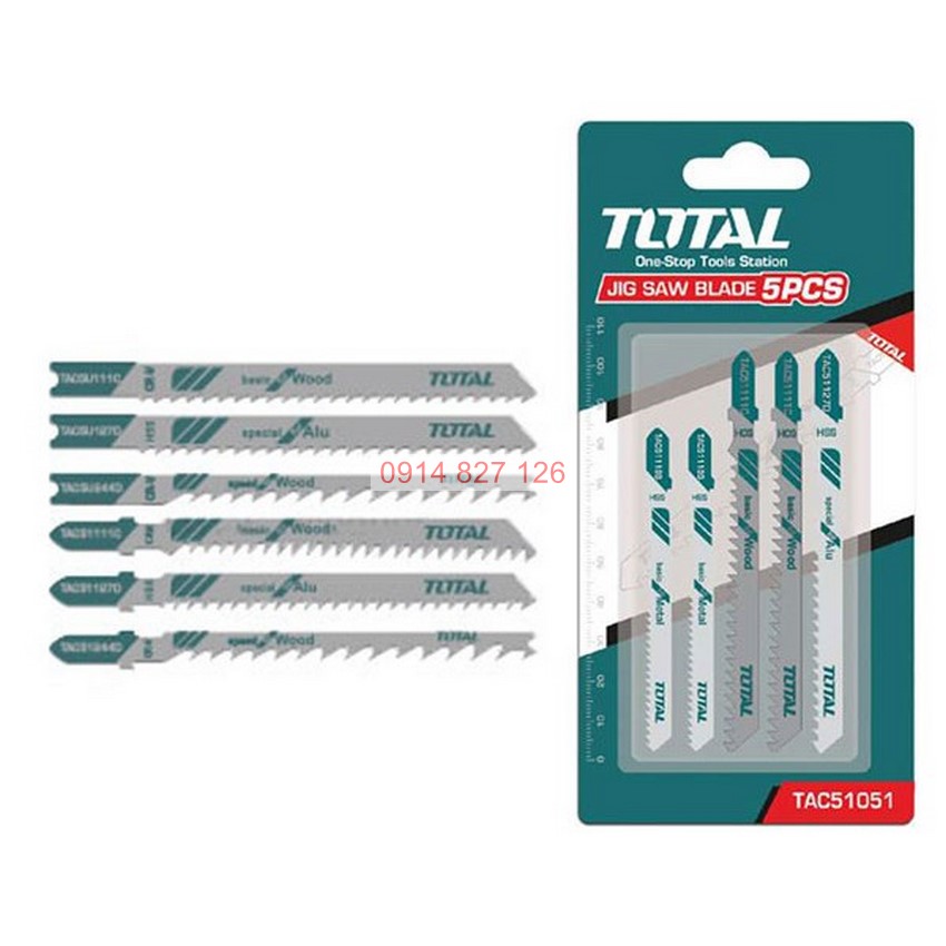 Bộ 5 lưỡi cưa lọng TOTAL TAC51051 chất liệu hợp kim siêu bền, dễ dàng cắt kim loại