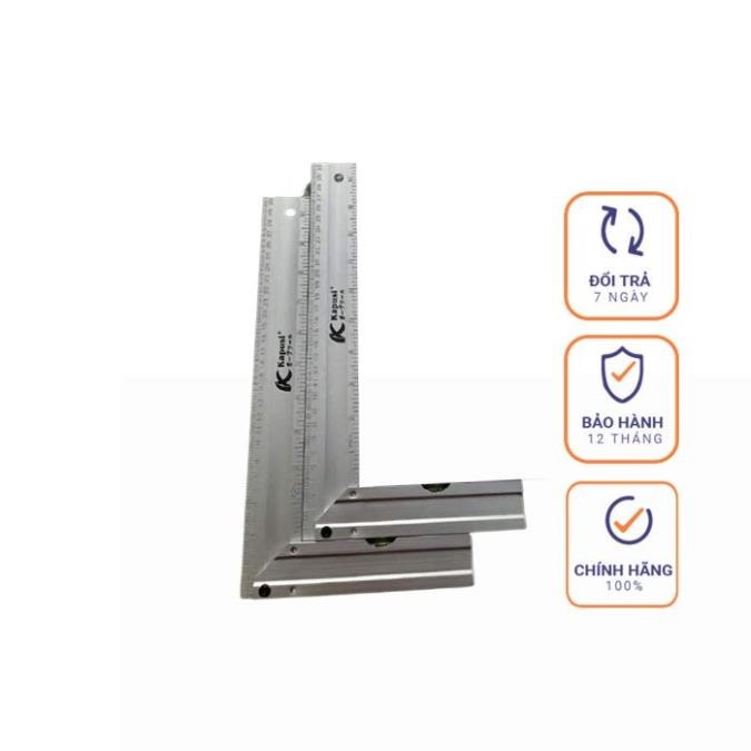 Thước ke góc vuông nhôm Kapusi Nhật Bản 30cm thiết kế nivo, nhôm trắng chống gỉ, Bh 12 thángdiy-vietnam