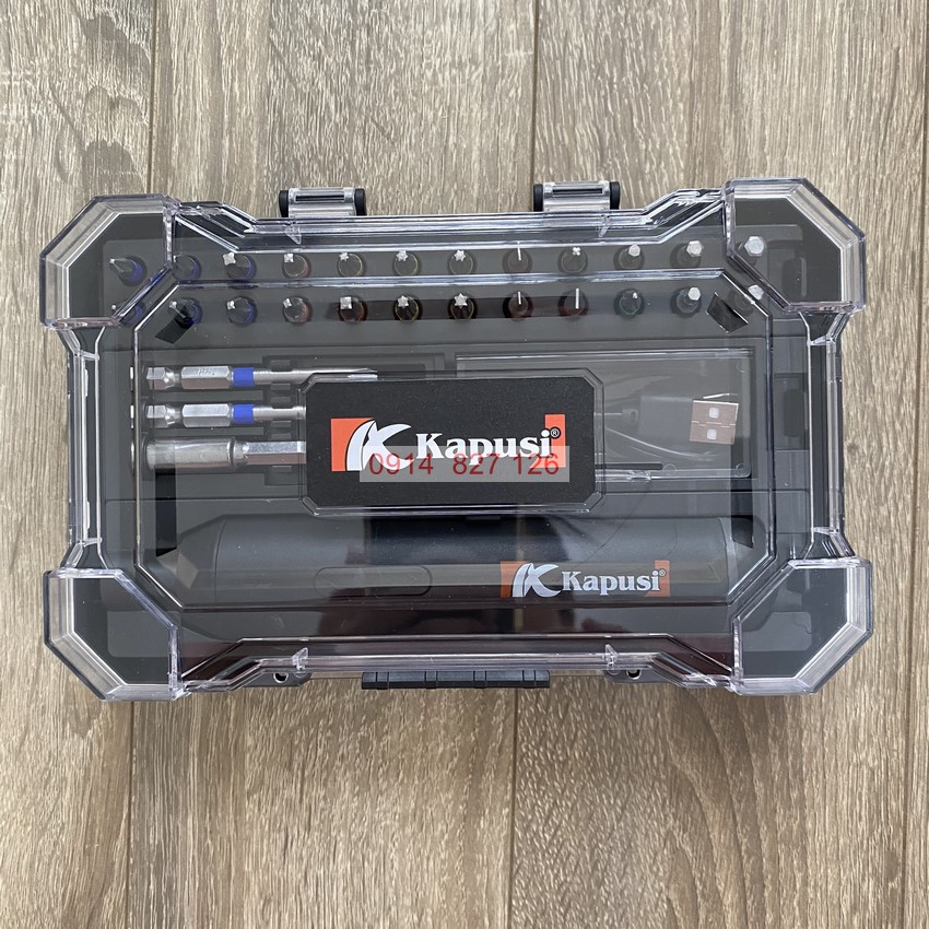 Bộ tua vít pin 3.6V KAPUSI K-6223 27 đầu vít thay thế, pin sạc cao cấp cổng type C
